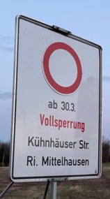 Vollsperrung Kühnhäuser Straße März 2026